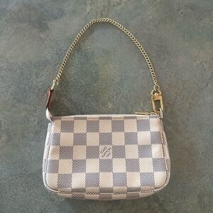 Louis Vuitton Damier Azur Mini Pochette in Cream and Blue